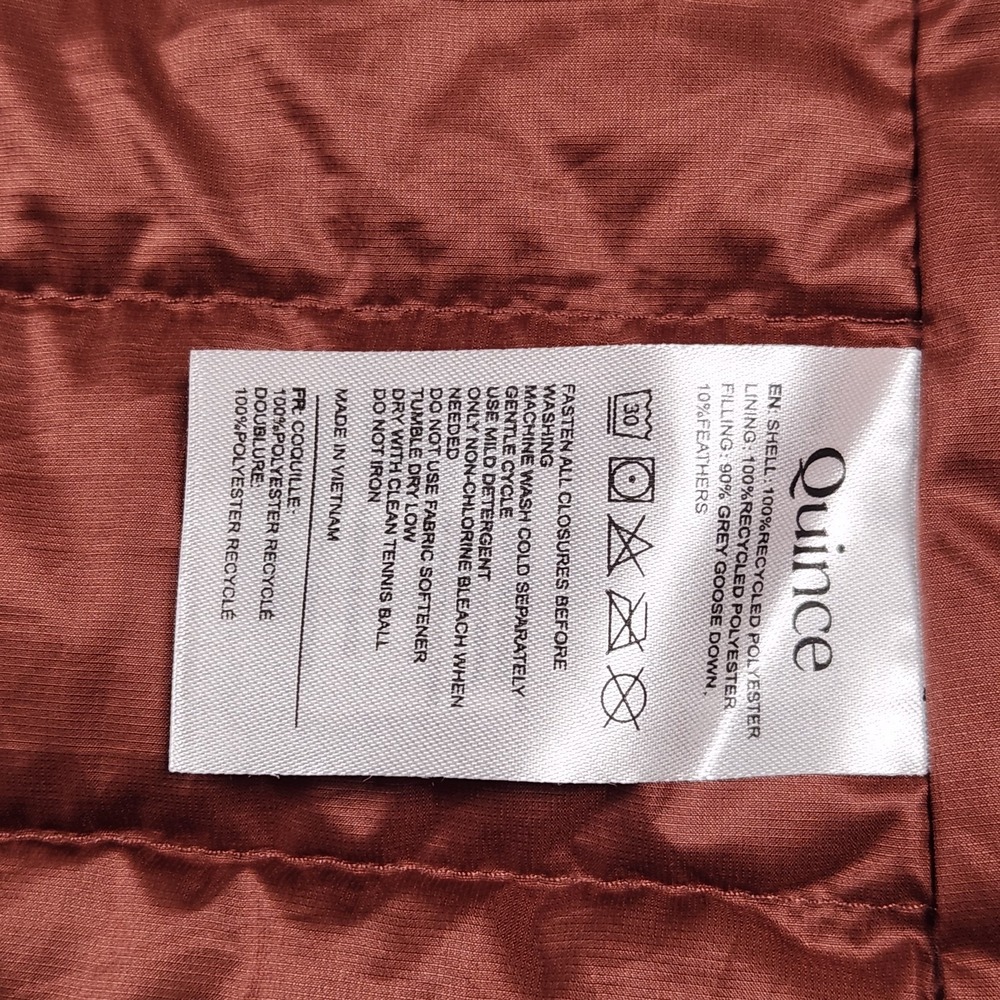 Quince Puffer Jacket Size Medium Brown Lightweight Goose Down Packable - Picture 5 of 12